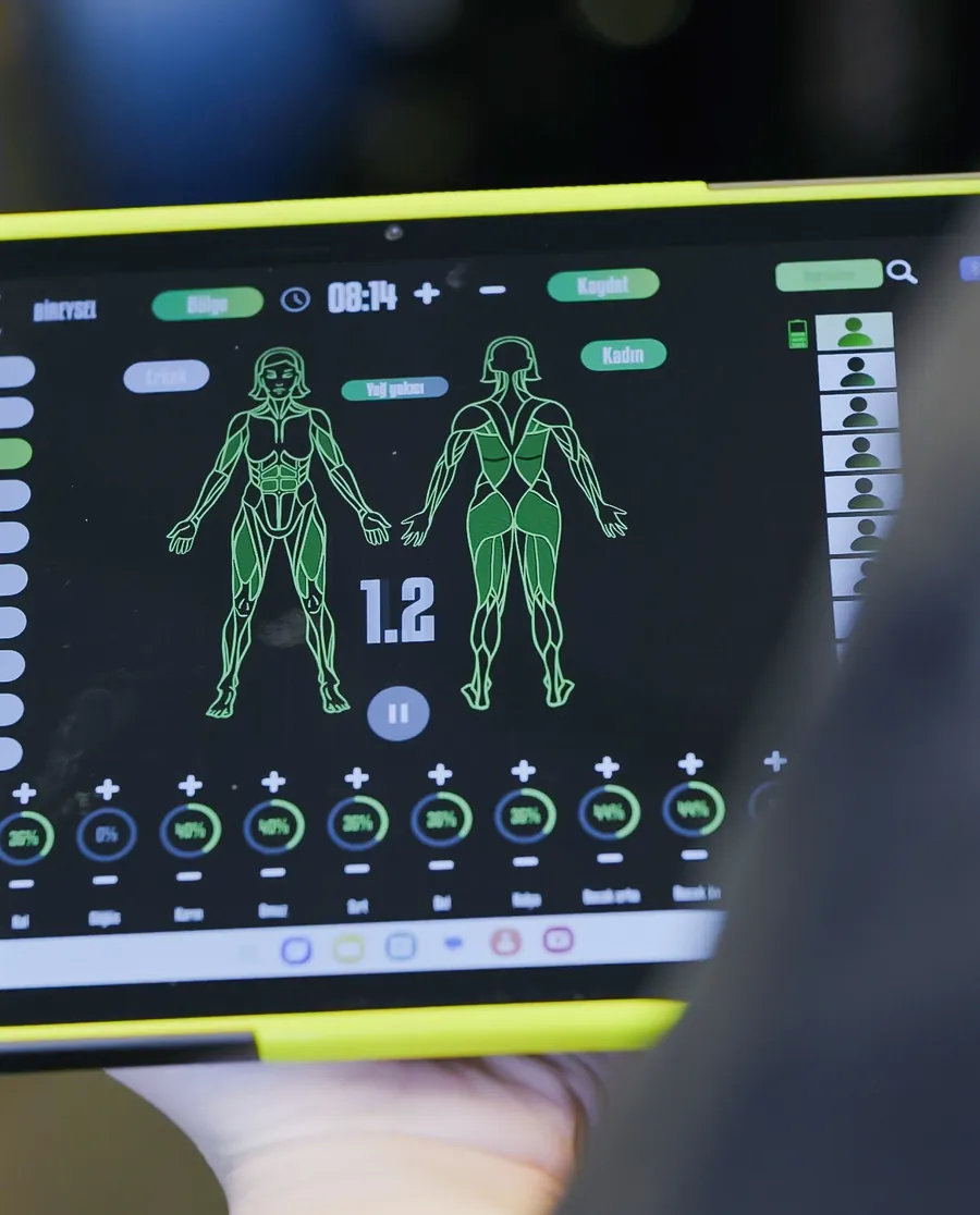 Tablette EMS ölçüm ekranı